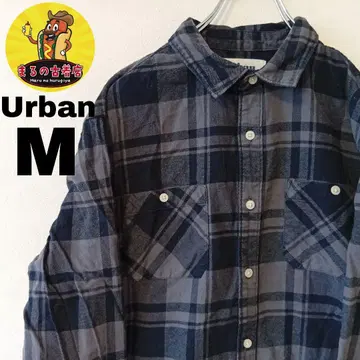 USA 구제 의류 Urban 플란넬 셔츠 M 블랙 그레이 체크