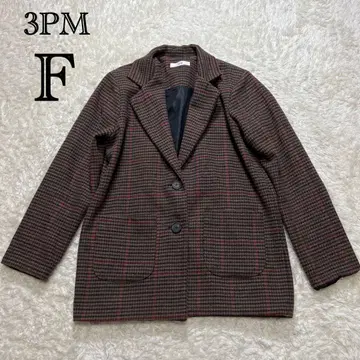 조조타운 3PM 체크 무늬 체스터 코트 깔끔한 아우터 루즈핏 프리