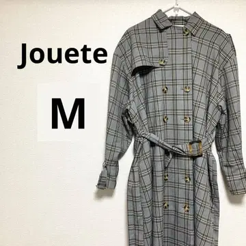 쥬에테 여성용 스프링 트렌치코트 그레이 체크 무늬 벨트