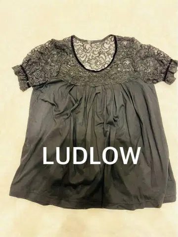 LUDLOW 라들로 레이스 도킹 티셔츠 풀오버 블랙