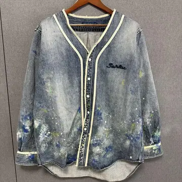 [ SURKU ] 페인트 가공 데님 자켓 XXL