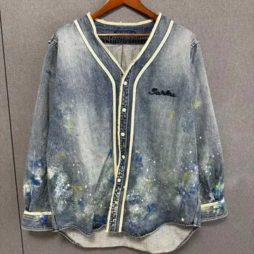[ SURKU CAFE ] Painted denim shirts XXL