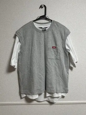 CHUMS 그레이 M 사이즈 레이어드 티셔츠
