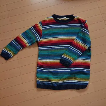 스트라이프 니트 스웨터 네이티브풍 자카드 기하학 패턴 브라운 계열 겨울