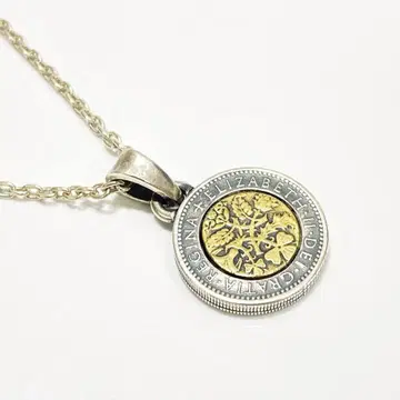 AQUA SILVER 행복의 식스펜스 코인 리볼브 목걸이 925