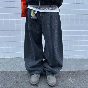 nugu hoop 스트라이프 코튼 와이드 팬츠