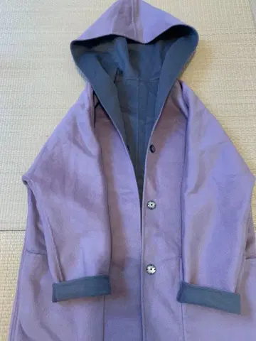 성숙/러블리 2way 몽골산 캐시미어 코트 더블 페이스 라벤더 x 그레이