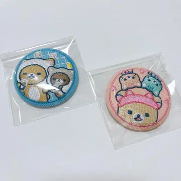 리락쿠마 자수 캔뱃지 고양이 고양이의 온천