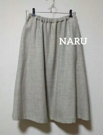 [ 착용 1회 ] NARU 플레어 스커트 허리밴딩 그레이 울 100%
