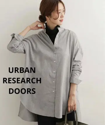 URBAN RESEARCH DOORS 헤링본 셔츠 튜닉 그레이