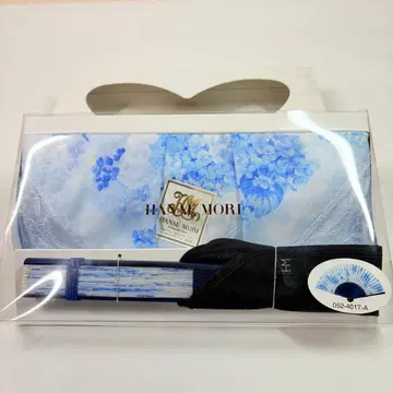 새상품급 HANAE MORI 하나에모리 부채&손수건 세트 블루