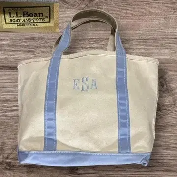 90's 엘엘빈 토트백 M 사이즈 옅은 파랑 지퍼 탑 USA