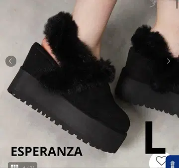 ESPERANZA 에스페란자 통굽 2WAY 페이크 무스탕 사보 블랙 L