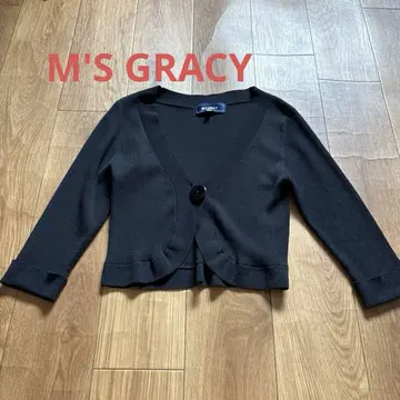 미사용에 가까운 엠즈 그레이시 리브 숏 볼레로 가디건
