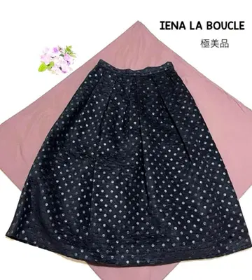 이에나 라부르클 도트 자카드 턱 스커트 플레어 스커트 롱 가을/겨울