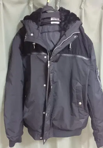 ZARA 충전솜 후드 다운 자켓 블루종