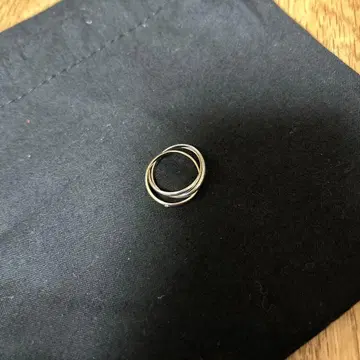 실버 K10 다이아몬드 부착 삼연 반지