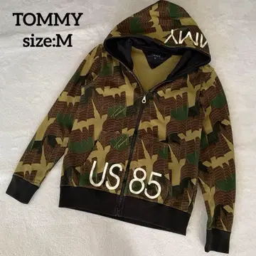 TOMMY 카모플라쥬 지퍼 후드티 더블 지퍼 풀 집업 M