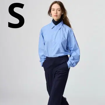 UNIQLO c 브로드 오버사이즈 셔츠 블루 S 블루 셔츠