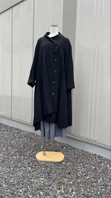 자우 블랙 오버사이즈 롱 코트