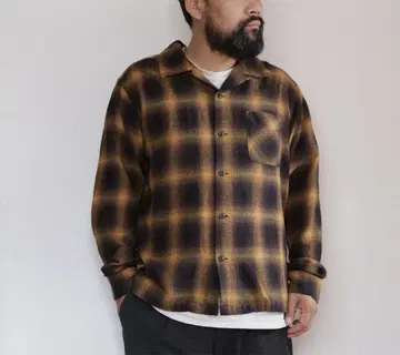 파이브 브라더스 옴브레 체크 오픈 카라 셔츠 플란넬 셔츠