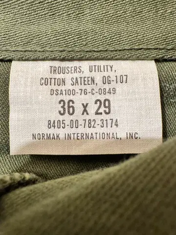 데드스탁 76년식 US ARMY OG-107 유틸리티 팬츠 W36