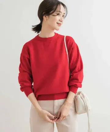 레드 크루넥 스웨터 긴팔
