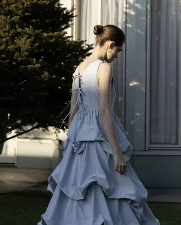 THE TOE Myrtos Frill Onepiece M blue