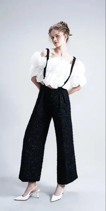 sheller 2way 트위드 턱 팬츠 M 네이비