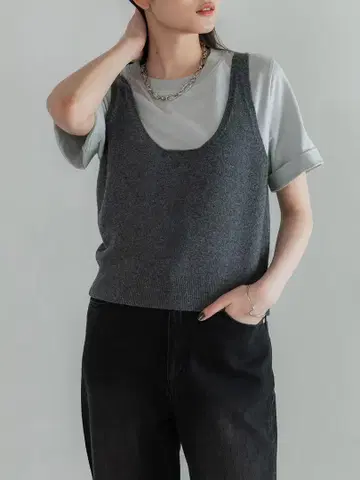 crewre 울캐시미어 니트 뷔스티에 그레이