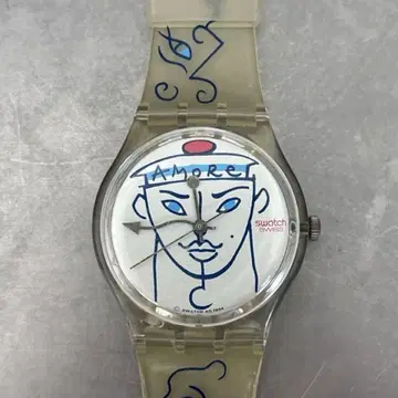 빈티지 레트로 90년대 swatch 아트 디자인 손목시계 쿼츠