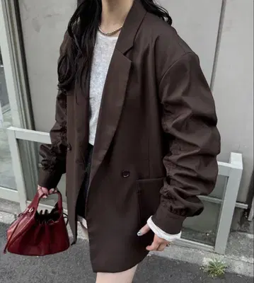 [ Kastane ] 더블 소매 개더 자켓 브라운