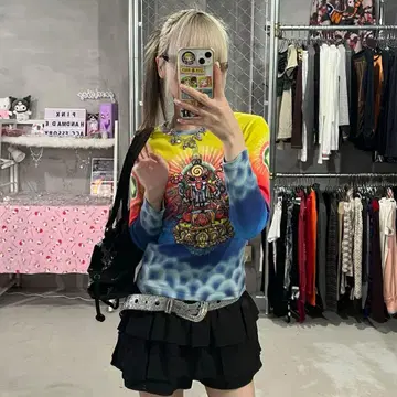 히스테릭 미니 히스미니 레인보우 보더 디자인 컬러풀