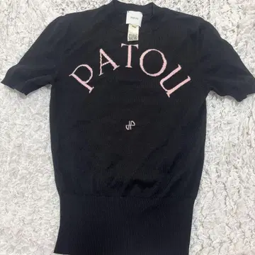 patou 니트 반팔 한큐 블랙 핑크