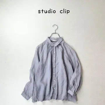 studio clip 린넨 100% 린넨 소재 치비 옷깃 레이스 블라우스