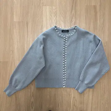 모조 진주 크롭 가디건 그린 라벨 릴랙싱 그레이
