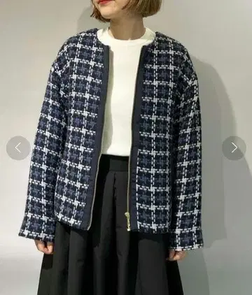 piccin 피칭 레트로 하운드투스 체크 노카라 자켓 M 사이즈