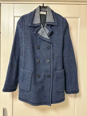 MISSONI 네이비 더블 브레스트 피 코트 46