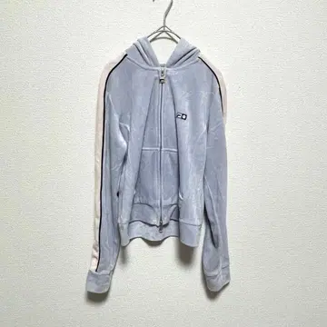 FILA 휠라 벨로아 집업 후드티 라이트 블루 x 핑크 S 사이즈