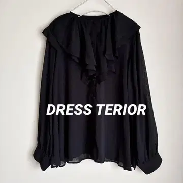 새상품급 드레리아 프릴 장식 블랙 긴팔 블라우스 38