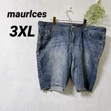 새상품급 maurlces [3XL] 데님 블루 숏팬츠 데미지 가공