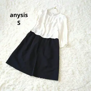 anysis 도킹 바이컬러 긴팔 원피스 S 결혼식 경사