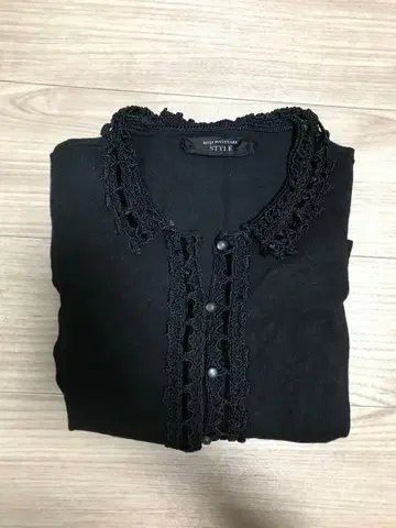 KOJI WATANABE 블랙 레이스 장식 긴팔 가디건