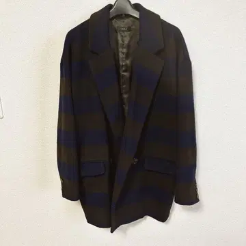 a.v.v 체스터 코트 네이비 브라운