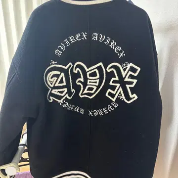 AVIREX 울 혼방 멜톤 스타디움 자켓 블랙 L 사이즈