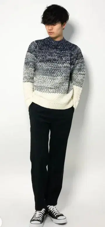 새상품 BEAMS LIGHTS XL 니트 스웨터 네이비 화이트