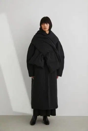 STYLEMIXER 빅 숄 충전솜 롱 코트