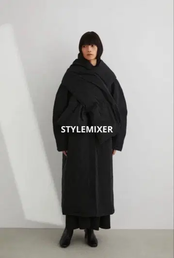 STYLEMIXER 빅 숄 충전솜 롱 코트