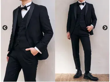 블랙 쓰리피스 남성용 수트 턱시도