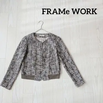 FRAMEWORK 노카라 트위드 원단 집업 자켓